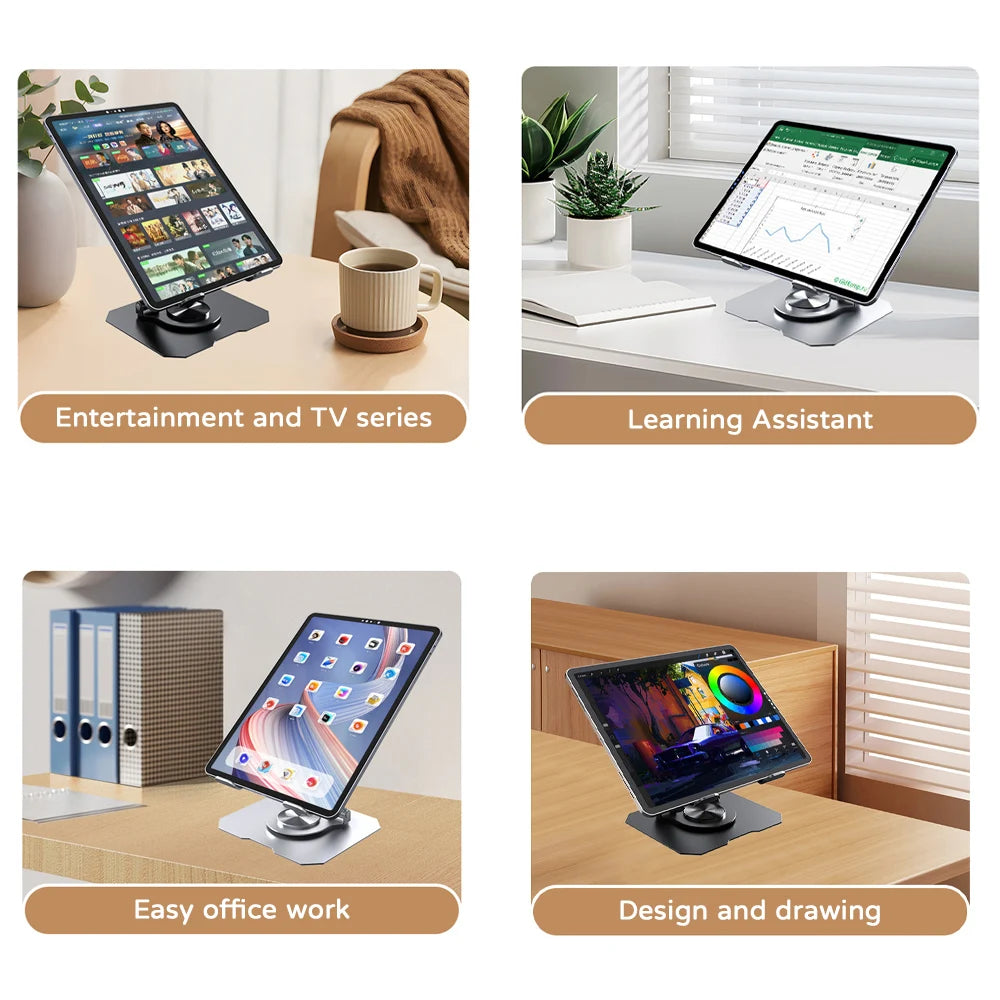 Tablet Holder Carbon Steel Stand With 360° Rotation Adjustable Stand For iPad Pro Air Mini Mobile Phone Desk Bracket