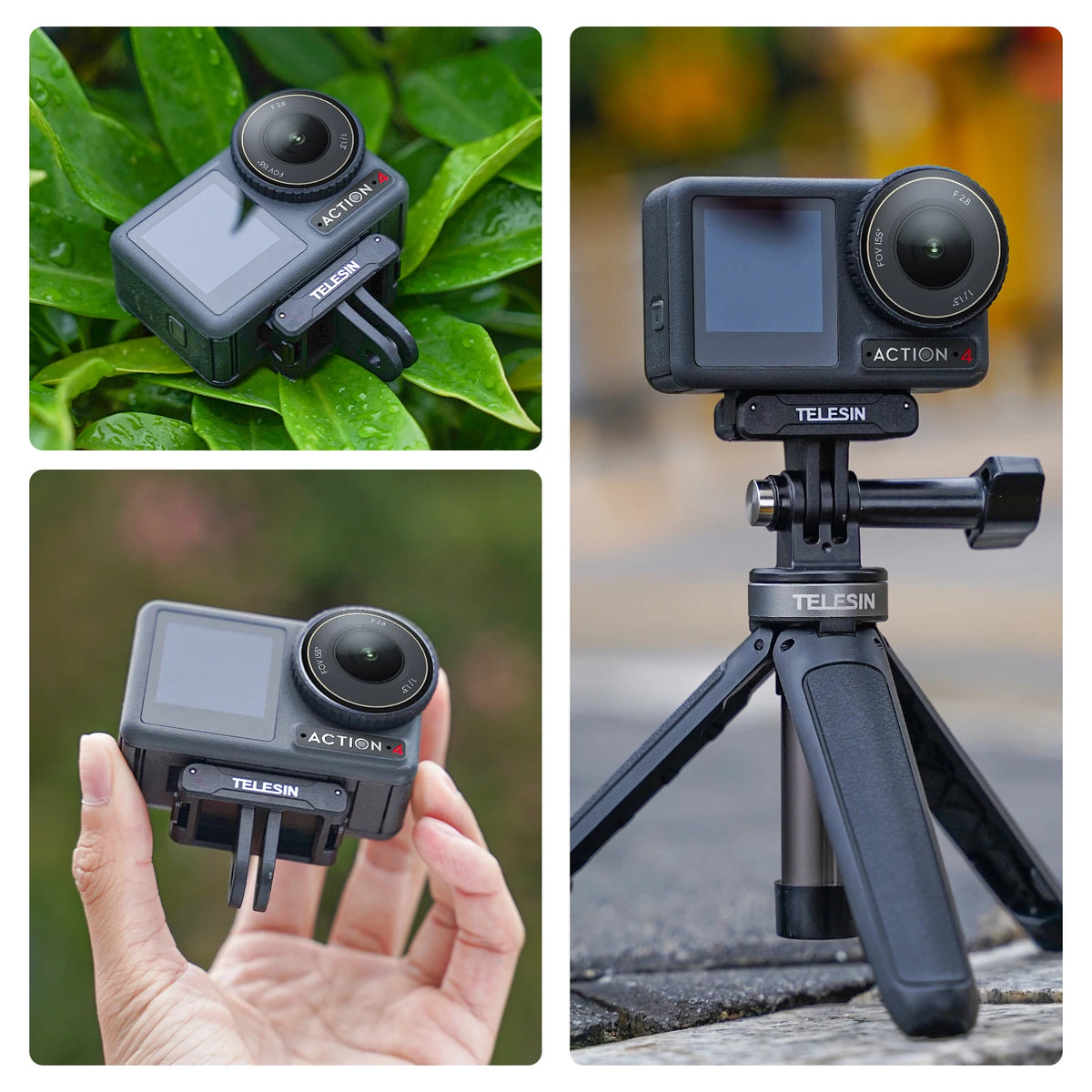 TELESIN Magnetic Two Claw Adapter Action Camera Accessories For DJI OSMO Action 3 4 Adapter