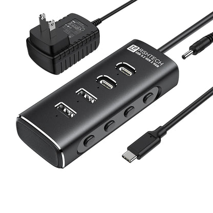 RSHTECH USB C Hub 4-Port 10Gbps High-Speed Transmission Aluminum Multifunction Docking Station Type-C Splitter for Laptops PC
