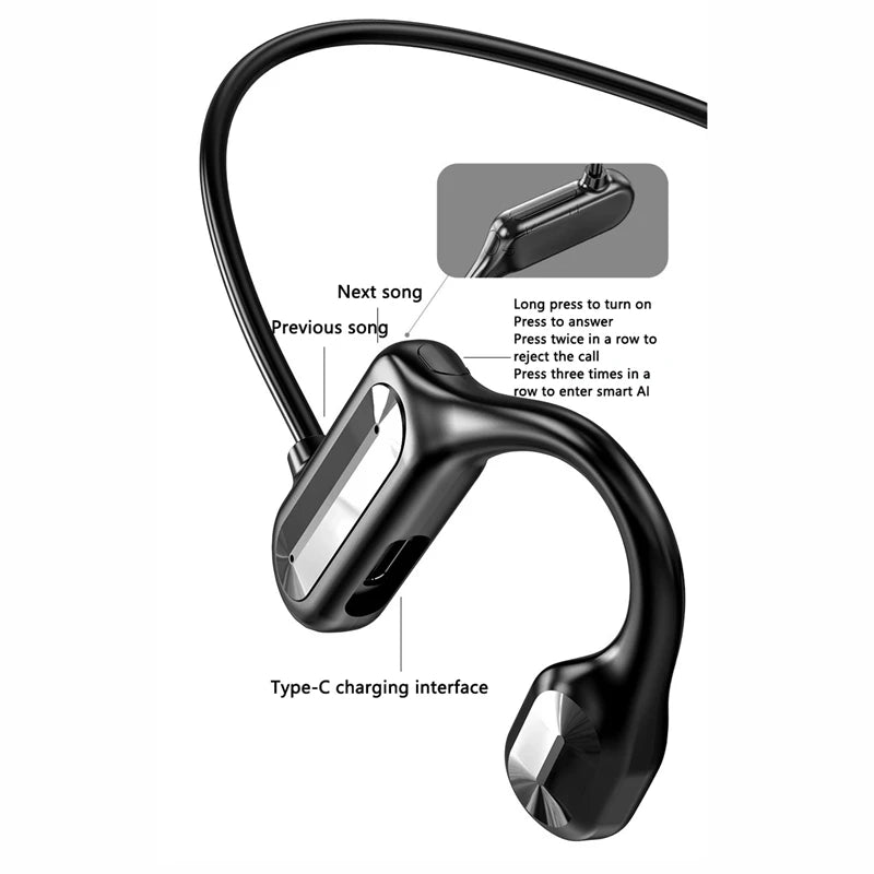BMAD Bone Conduction Wireless Earphone Bluetooth 5.3 IPX8 Waterproof Swimming Headset With Mic Long Lasting Sports Headphones